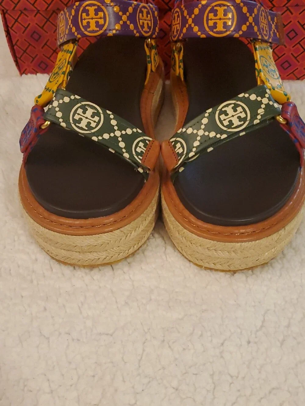 NWB Tory Burch T Monogram Rope Sport Sandal-SZ 8.5-Discontinued-in Bourbon/Coco